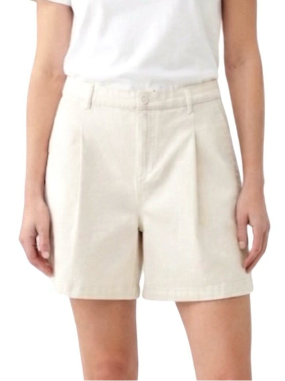 Three Dots Pleated Front Shorts In White Cap 16 NWT